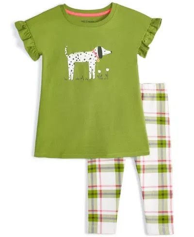 Epic Threads Babies' Toddler Girls Dalmatian Graphic Tunic & Plaid Leggings, 2 Piece Set, Created For Macy's In Angel White