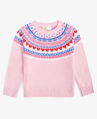 Epic Threads Babies' Toddler Girls Fair Isle Crewneck Sweater, Created For Macy's In Mauve Dust