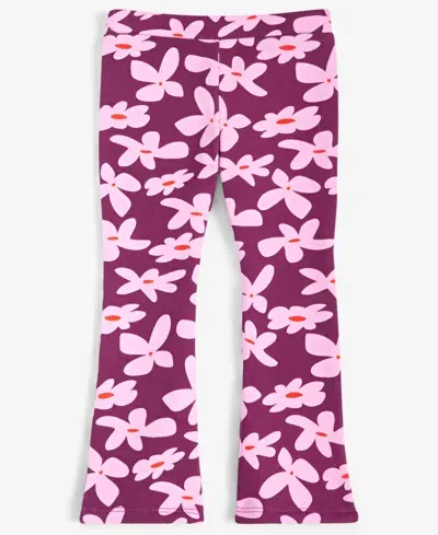 Epic Threads Babies' Toddler Girls Groovy Floral-print Flared Pants, Created For Macy's In Magenta Purple