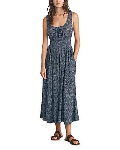 Faherty Smocked Waist Midi Dress In Navy River