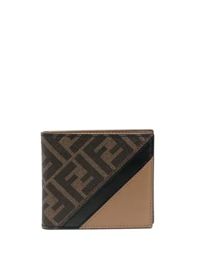 Fendi Diagonal Flap-over Wallet In Brown