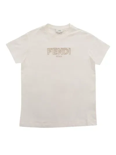 Fendi Kids' Jersey T-shirt In White