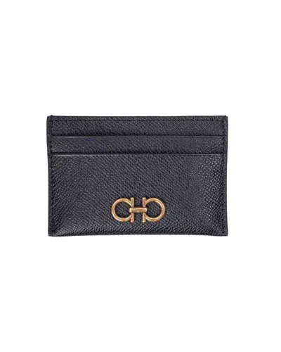 Ferragamo Salvatore Gancini Credit Card Holder In Black