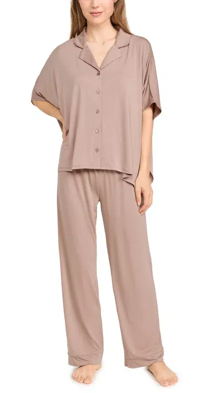 Flora Nikrooz Solid Knit Caftan Pj Set Oatmeal