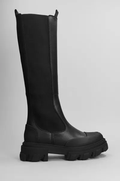 Ganni Boots With Logo In 黑色