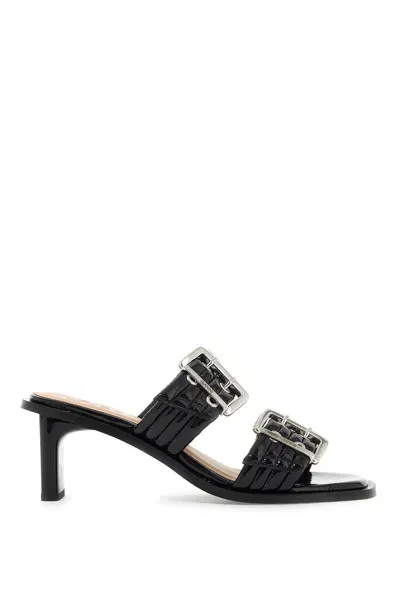 Ganni Womens Patent Buckle M In Black