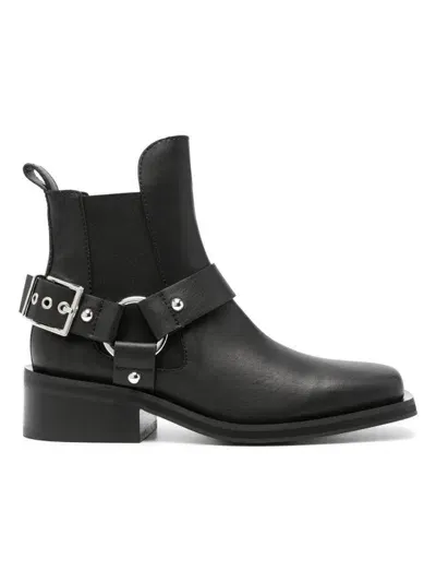 Ganni Biker Chelsea Ankle Boots In Black