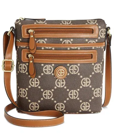 Giani Bernini Monogram Signature North South Crossbody In Brown  Taupe