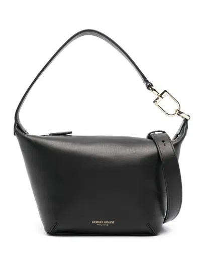 Giorgio Armani Logo-stamp Leather Bag In Black