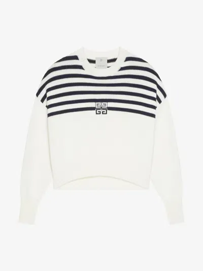 Givenchy 4g Striped Sweater In Wool And Cotton In White