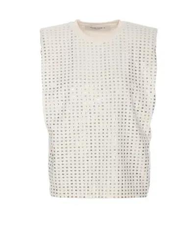 Golden Goose Padded Shoulders Crystal T-shirt In White