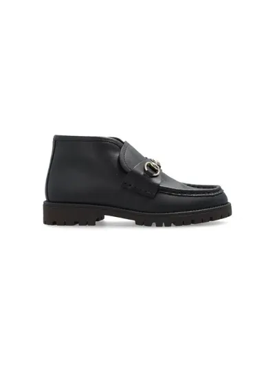 Gucci Kids' Horsebit-detail Leather Ankle Boots In Blue