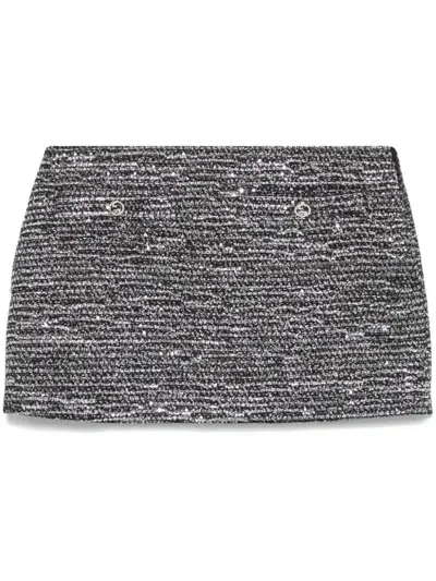 Gucci Striped Tweed Mini Skirt In Black&white