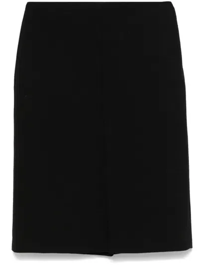 Gucci Wool Crepe Midi Skirt In Black