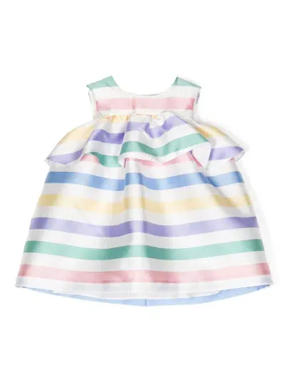 Hucklebones London Babies' Striped Bow-detail Dress In Multicolour