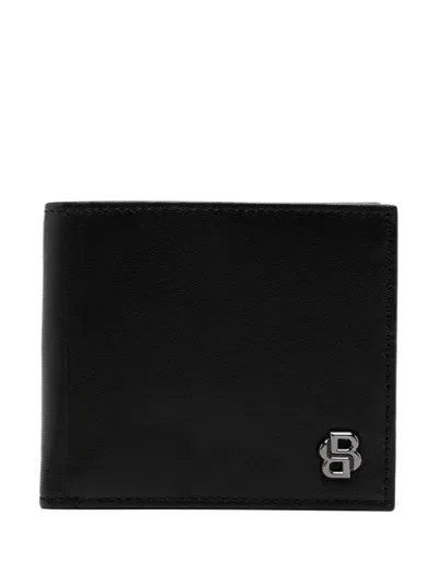 Hugo Boss Logo-plaque Leather Wallet In 黑色