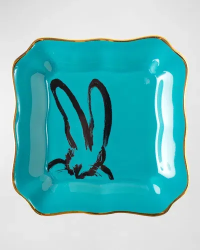 Hunt Slonem Bunny Portrait Plate - Teal