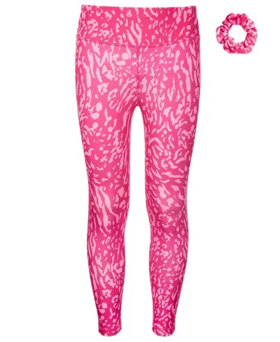 Id Ideology Kids' Big Girls Lush Animal-printed 7/8-length Leggings With Scrunchy, Created For Macy's In Pink Dragon