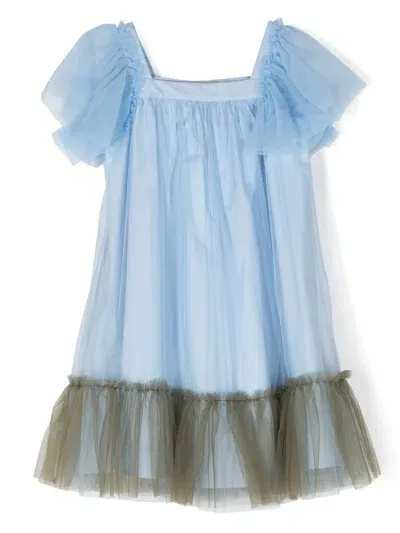 Il Gufo Kids' Tulle Dress In Blue