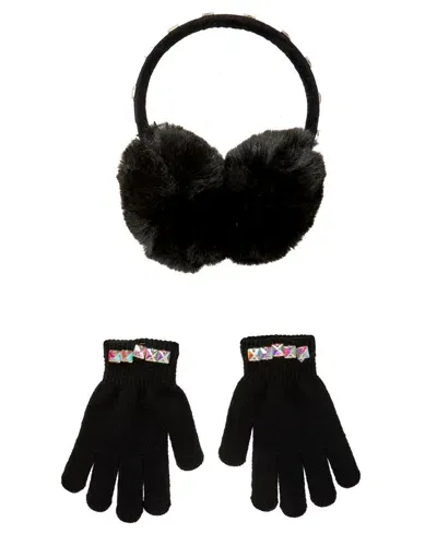 Inmocean Kids' Big Girls Earmuff And Glove, 2 Piece Set In Black