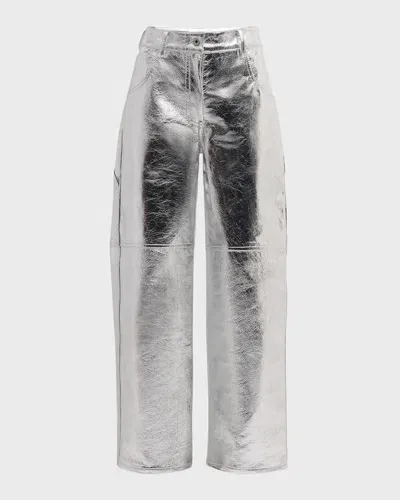 Interior The Sterling Metallic Leather Pants In Aluminum