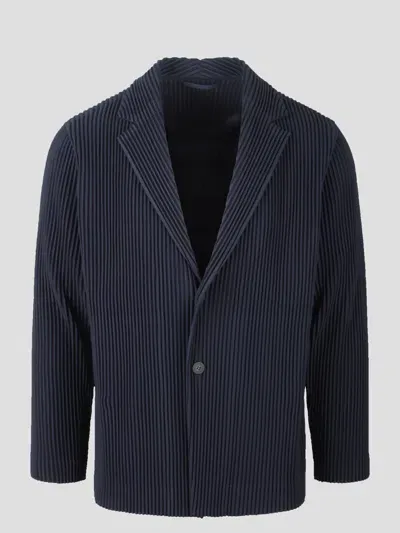 Issey Miyake Pleated Blazer In Blue