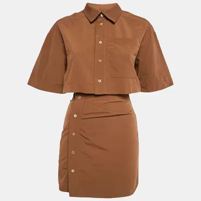 Pre-owned Jacquemus Brown Nylon Cut-out Arles Mini Dress Xs