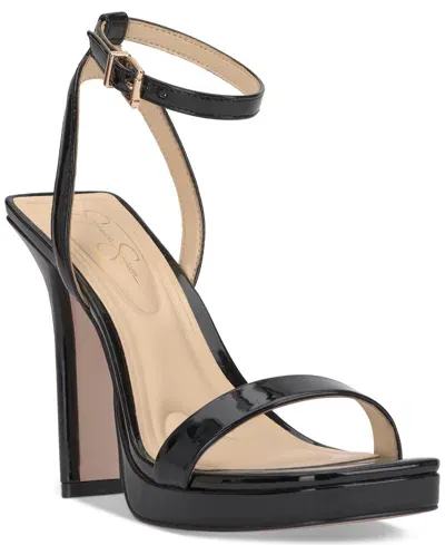 Jessica Simpson Women's Adonia Two-piece Platform Dress Sandals In Black Patent