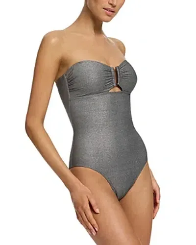 Jets Metallic Bandeau One Piece Swimsuit In Silver