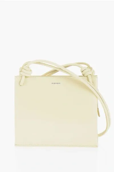 Jil Sander Small Giro Palmellato Leather Bag In Eggshell