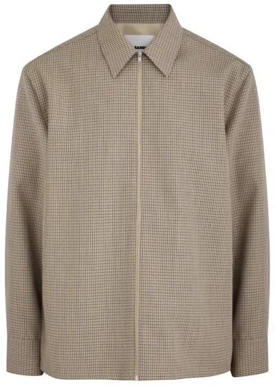 Jil Sander Checked Wool Overshirt In Multicolor