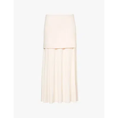 Jil Sander Womens Quartz Contrast-panel Regular-fit Wool Midi Skirt