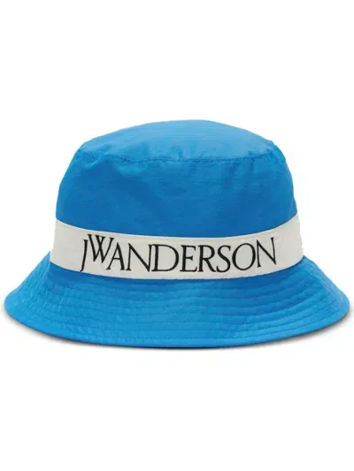 Jw Anderson Logo-embroidered Tonal-stitching Bucket Hat In Blue