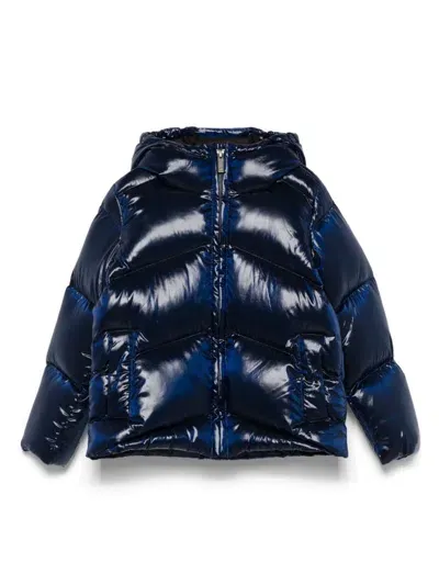 K-way Kids' Ninev Crystal Chintz Puffer Jacket In Blue