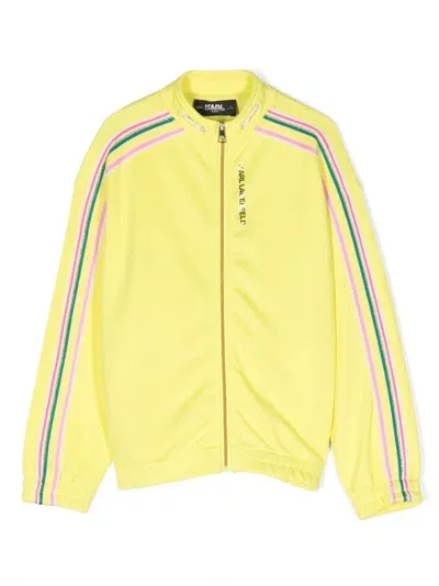 Karl Lagerfeld Kids' Logo-print Zip-up Jacket In Yellow