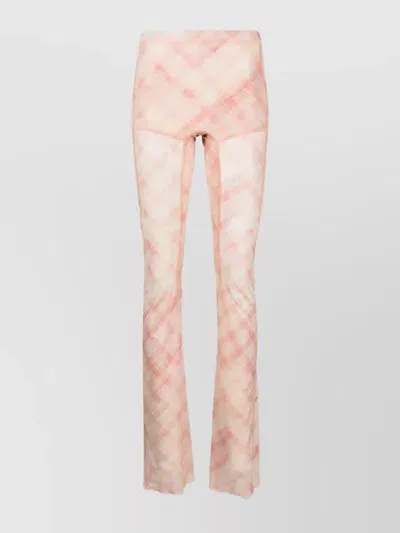 Knwls Check-print Semi-sheer Trousers In Peach Bleach