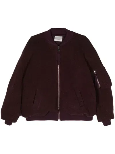 Laneus Shearling Bomber Jacket In Red