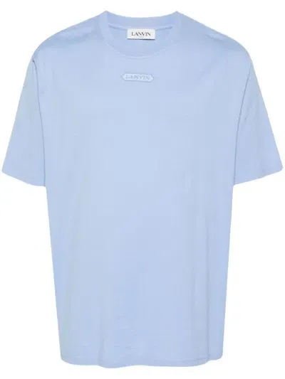 Lanvin Logo-embroidered Cotton T-shirt In Blue