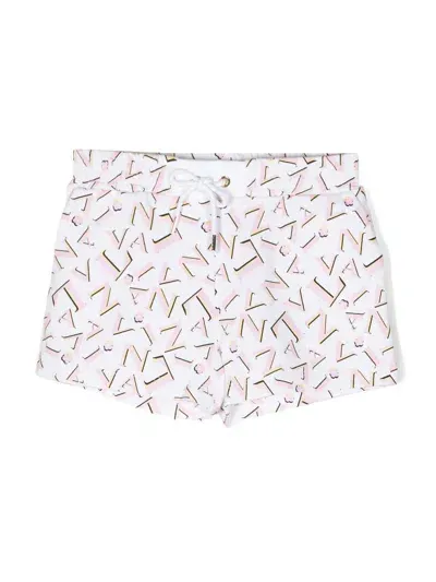 Lanvin Enfant Logo-print Drawstring Shorts In 白色