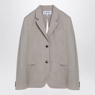 Loewe Beige Melange Single-breasted Jacket In Wool Women In Cream