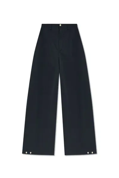 Loewe Logo Patch Wide Leg Trousers In Navy