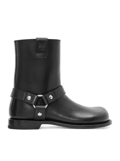 Loewe Leather Campo Biker Boots In Black