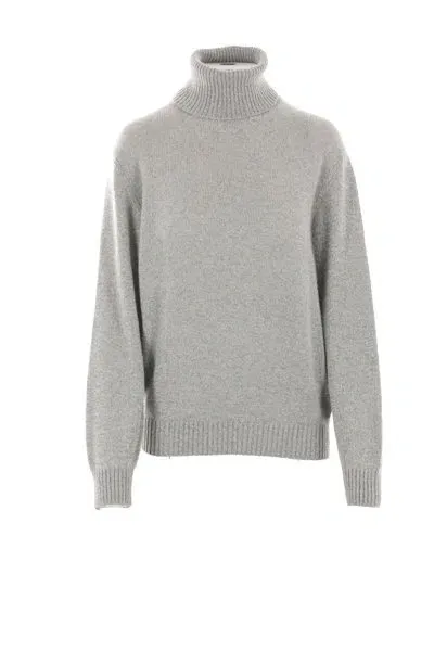 Loro Piana Cellio Turtleneck Jumper In White Snow+stardust Mel Blue