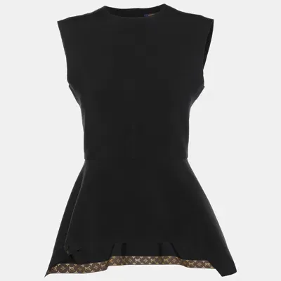 Pre-owned Louis Vuitton Black Jersey Peplum Top S