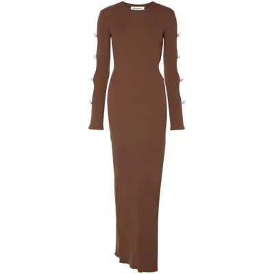 Mach & Mach Cut-out Maxi Dress In Brown