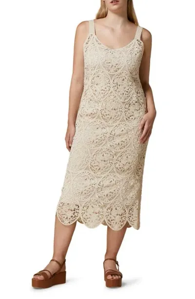 Marina Rinaldi Riber Embroidered Sheath Dress In Sand