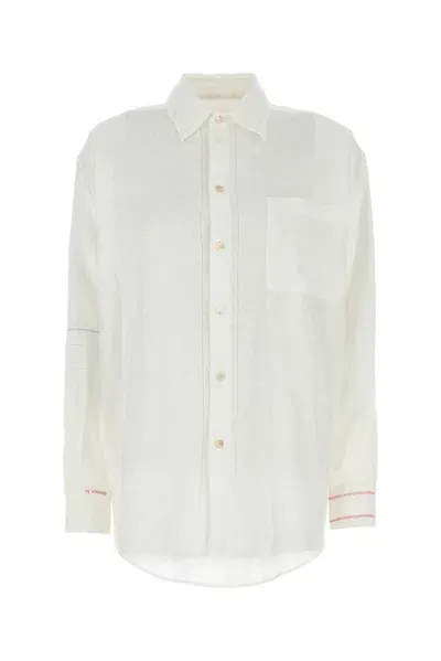 Marni Openwork Embroidered Straight Hem Shirt In White