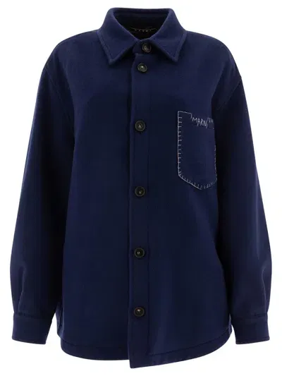 Marni Overshirt-style Coat In Blue