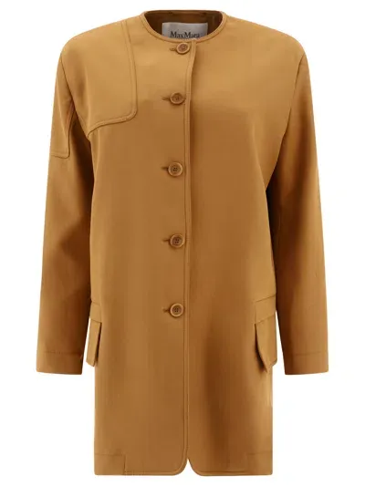 Max Mara Tan Oversized Cotton Gabardine Jacket For Women In Beige