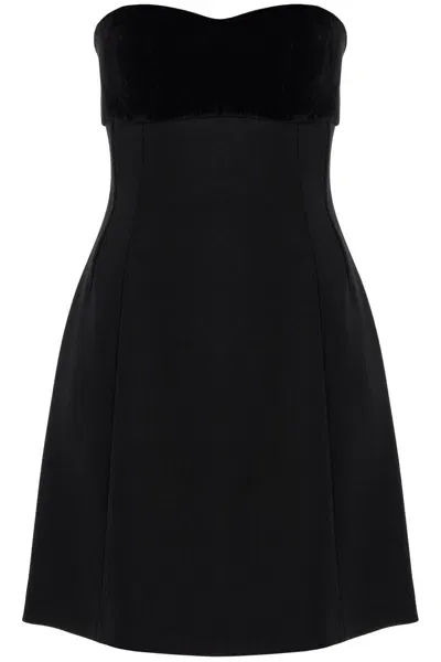 Max Mara Short 'trani' Dress With Velvet Insert In Black